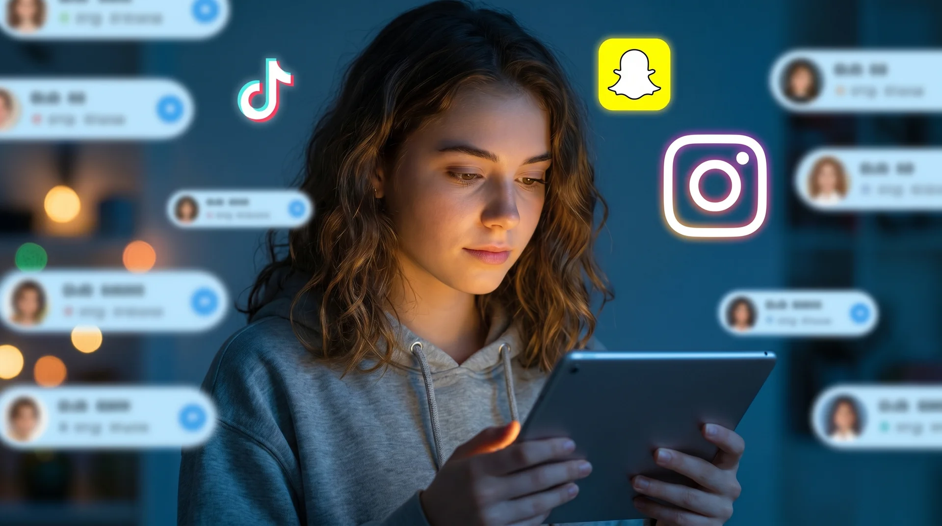 Data visualization showing global social media usage statistics with graphs and percentage figures
