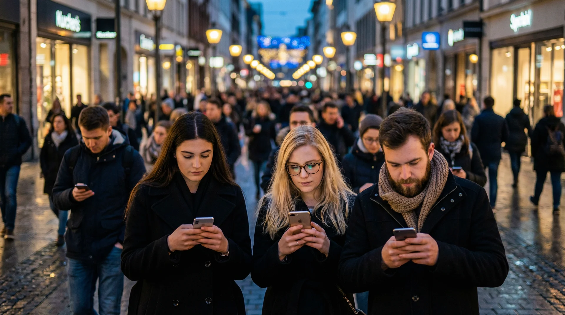 Person staring blankly at their smartphone screen late at night in a dimly lit room